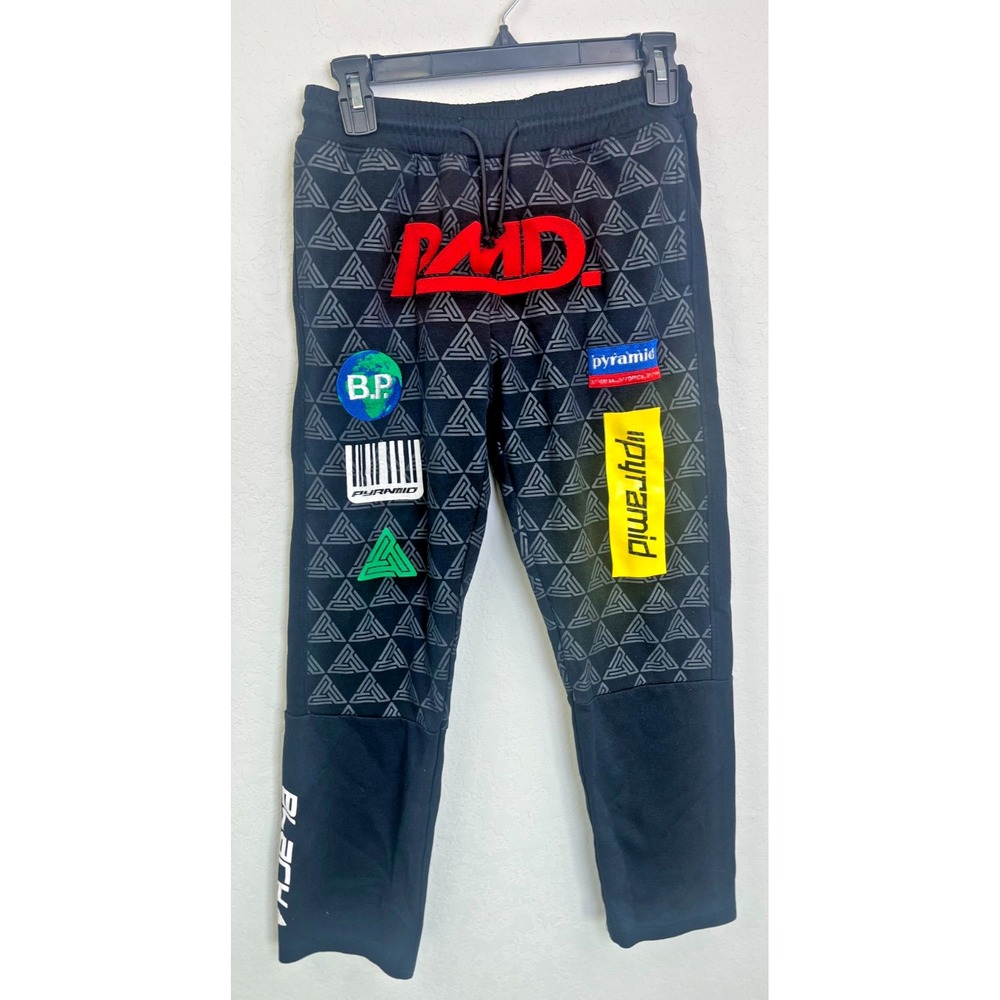 Black Pyramid Kids Black Pants‎ Set Size XL Embroidered Logos And Patches
